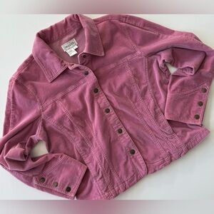 Live A Little Women’s L Pink Corduroy Jacket Snap Front Stretch Pockets